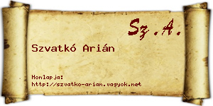 Szvatkó Arián névjegykártya